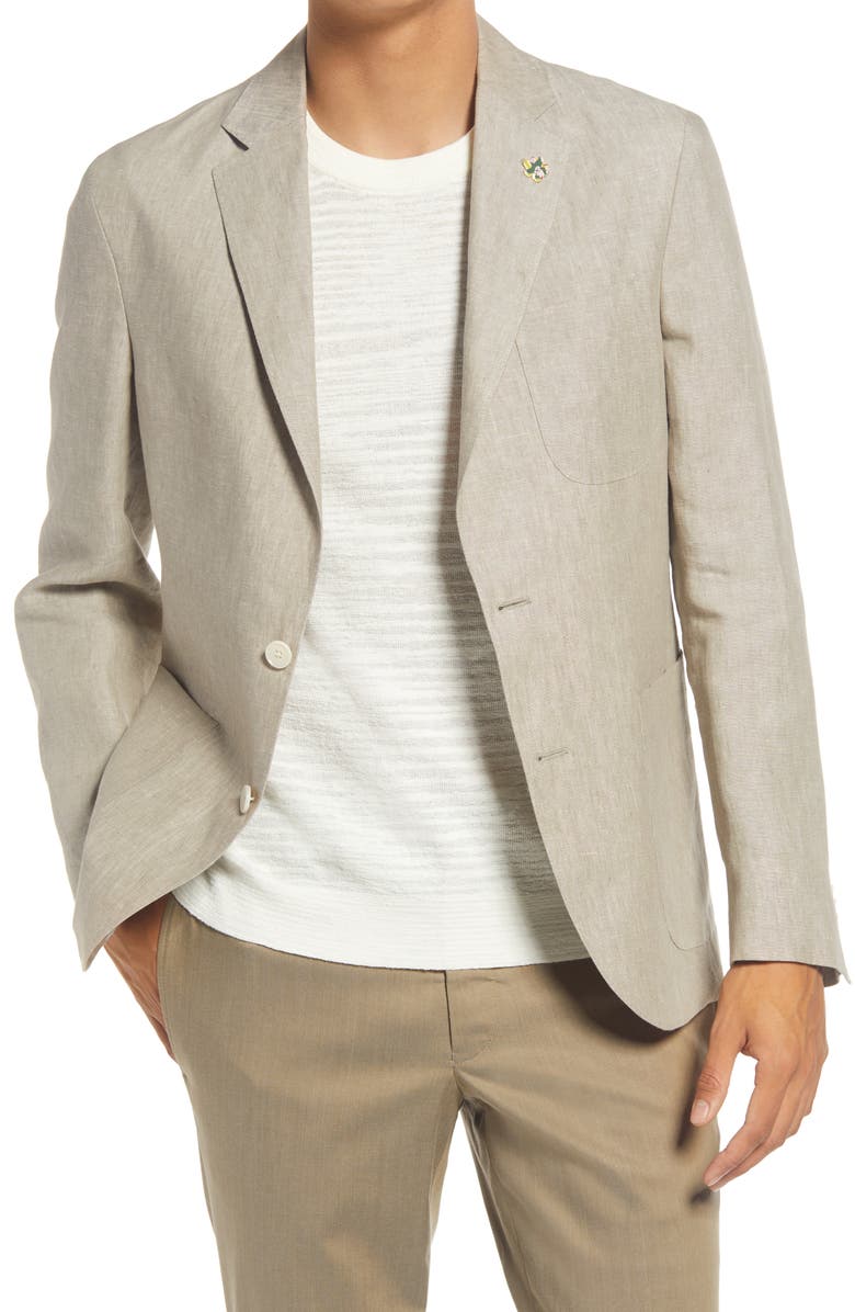 Ted Baker London Tom Trim Fit Solid Linen Blazer, Main, color, 