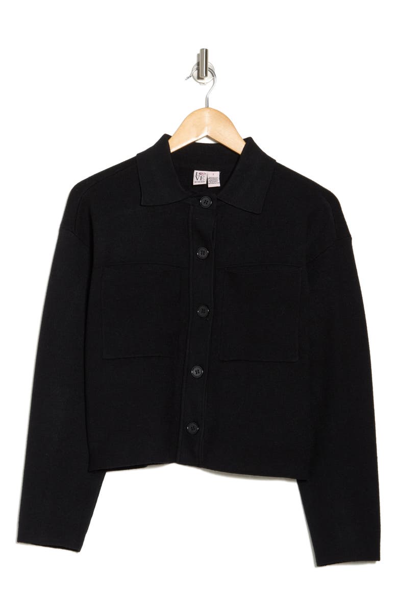 Love By Design Kogan Collared Crop Sweater Jacket, Alternate, color, Black