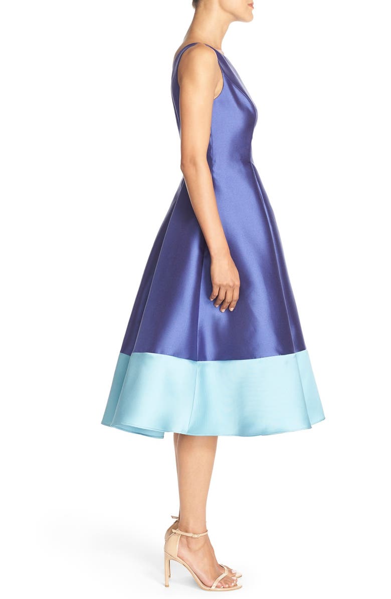 Adrianna Papell Colorblock Mikado Fit & Flare Dress, Alternate, color,
