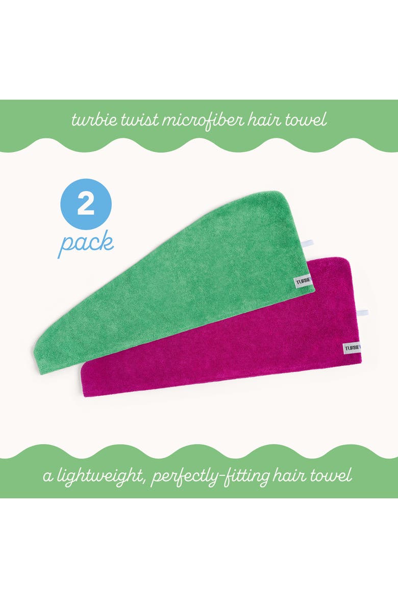 2 Pack Microfiber Hair Towel Wraps for Straight, Wavy, Curly Hair, Alternate, color, Wild Aster