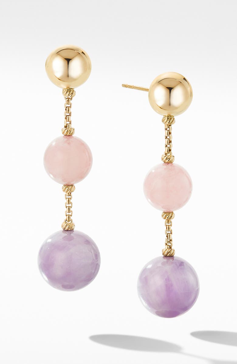 David Yurman Solari XL Chain Drop Earrings in 18K Yellow Gold with Kunzite and Morganite, Main, color, 