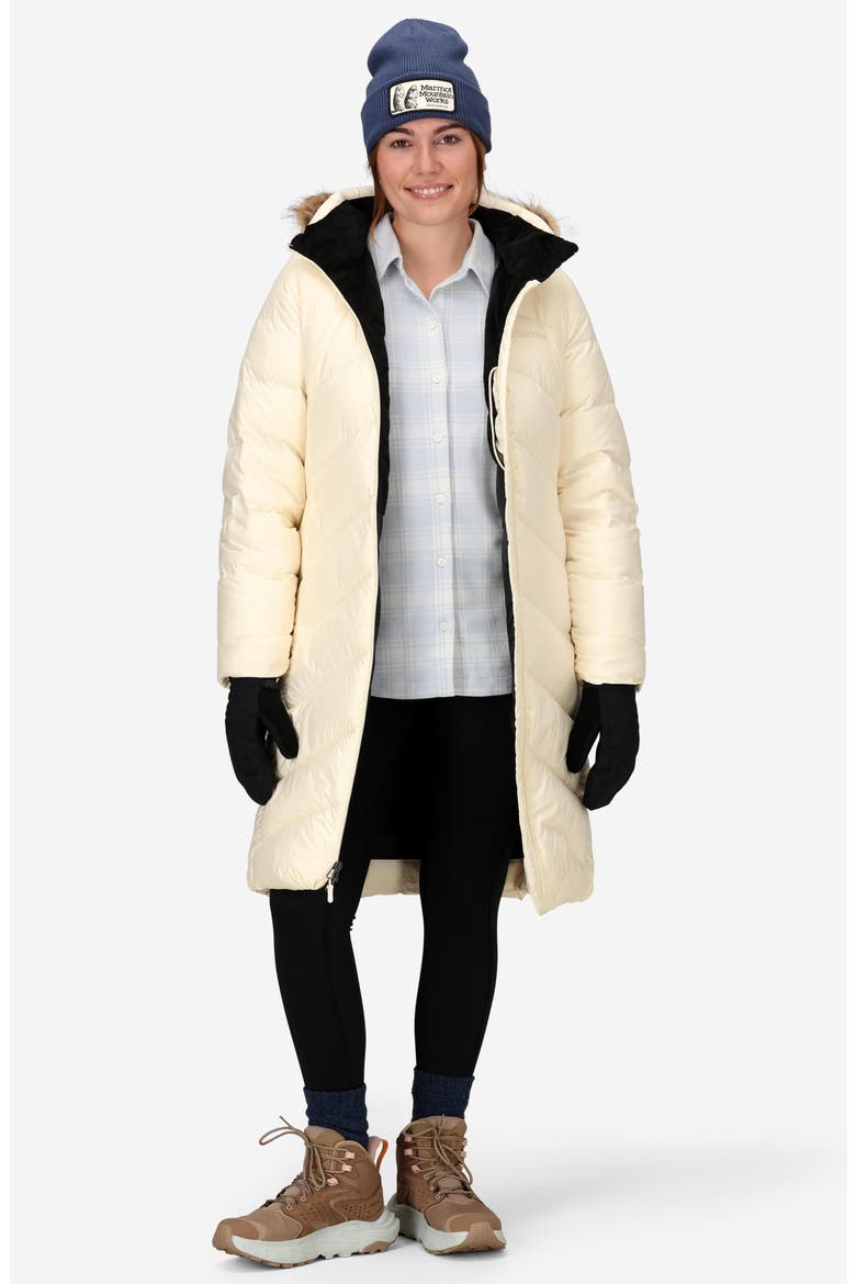 Montreaux 700 Fill Power Down Hooded Coat with Faux Fur Trim, Alternate, color, PAPYRUS