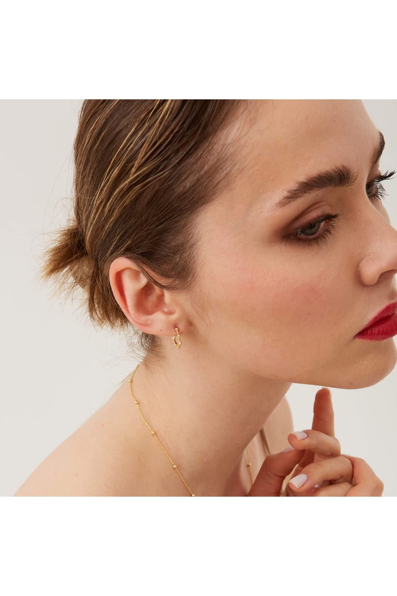 Seven Bead Sterling Silver Hoop Earrings, Alternate, color, Gold