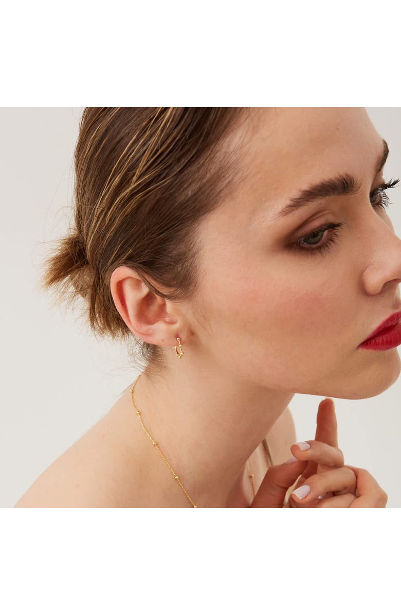 Spero London Seven Bead Sterling Silver Hoop Earrings, Alternate, color, Gold