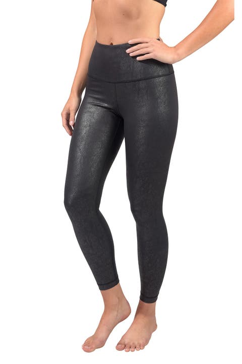 Faux Cracked Leather High Rise Ankle Leggings