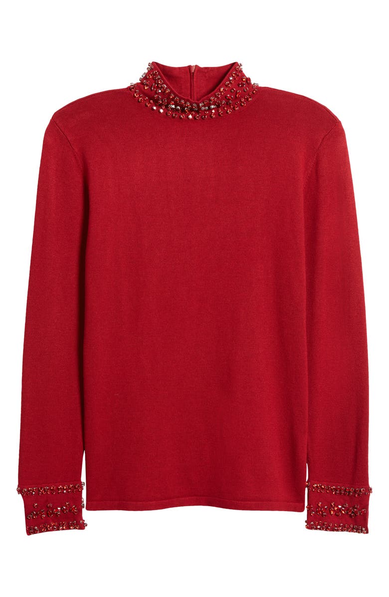 Anne Klein Embellished Mock Neck Sweater, Alternate, color, 