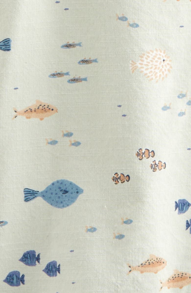 Nordstrom Print Henley Romper & Hat Set, Alternate, color, Green Hush Fish Friends