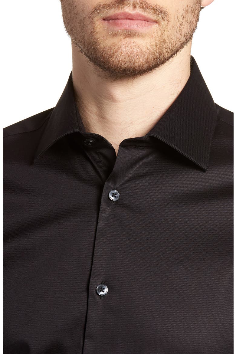 Slim Fit Stretch Solid Dress Shirt, Alternate, color, BLACK