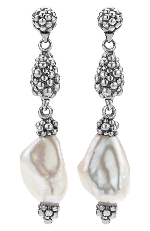 Lagos Sterling Silver Luna Keshi Pearl & Caviar Bead Drop Earrings In Silver