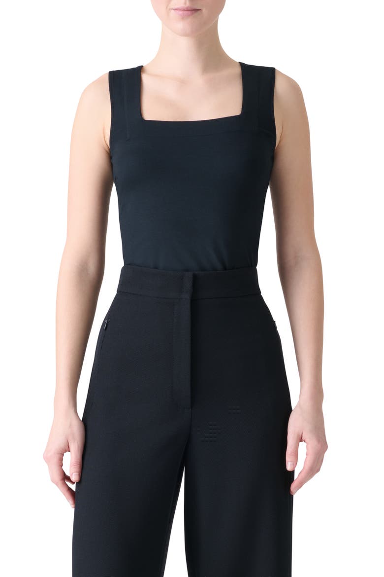 Dot Detail Stretch Modal Tank, Main, color, BLACK