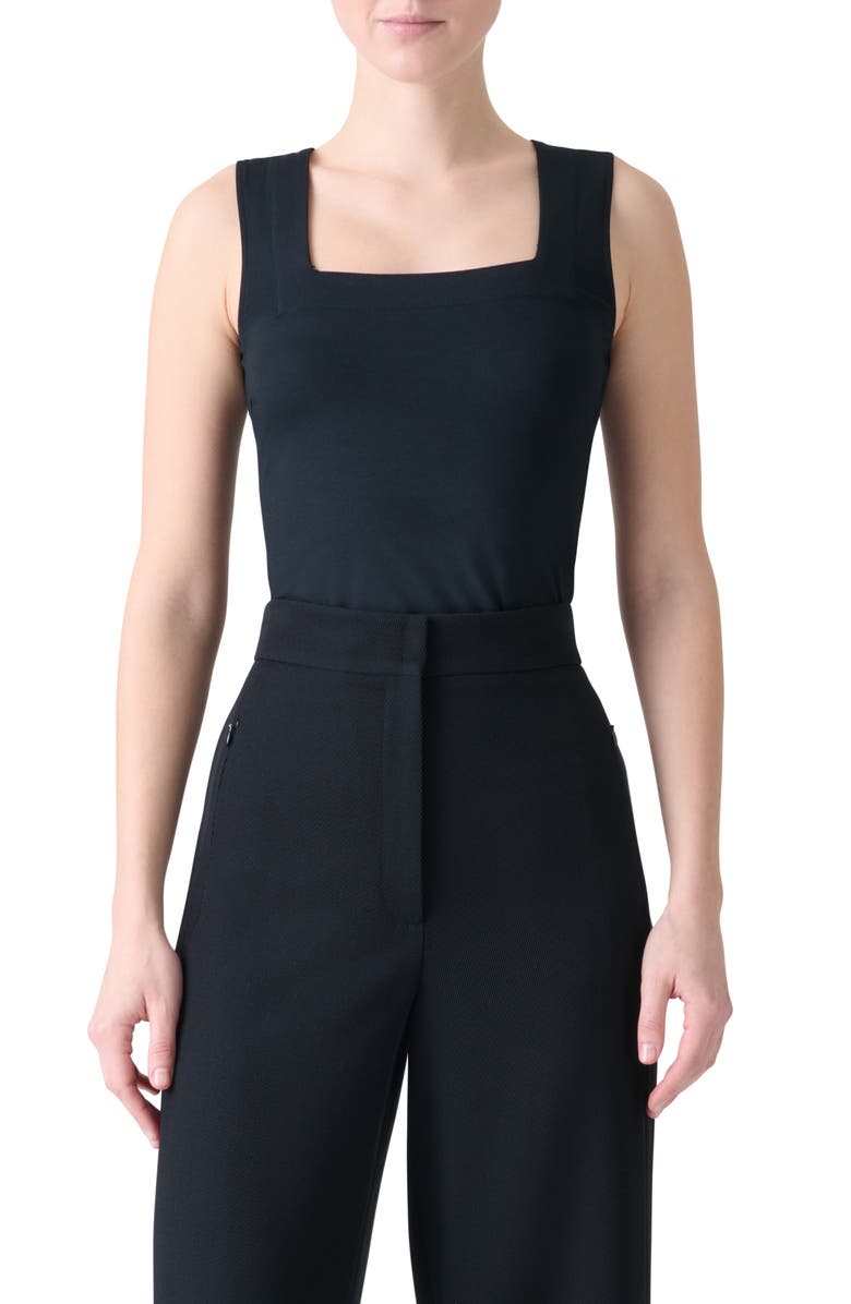 Akris punto Dot Detail Stretch Modal Tank, Main, color, Black