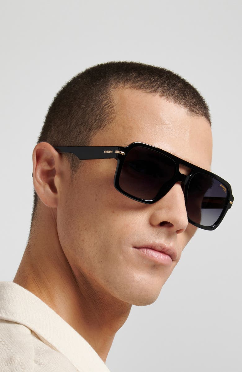 Carrera Eyewear 56mm Gradient Square Sunglasses, Alternate, color, Black/ Dark Grey