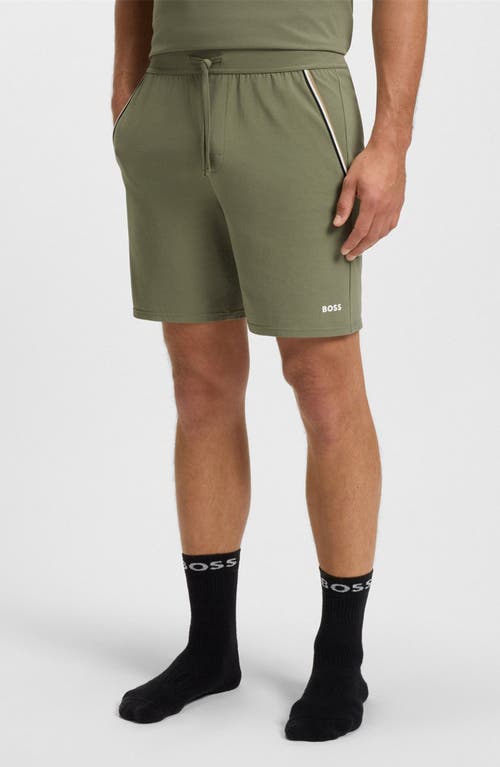 Hugo Boss Boss Unique Stretch Cotton Pajama Shorts In Green
