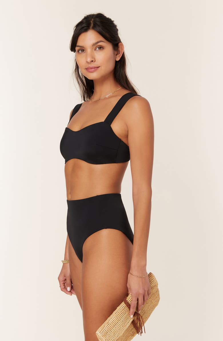 Andie High Waist Bikini Bottoms, Alternate, color, Black