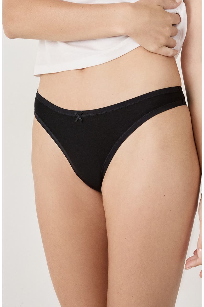 Jack 3-Pack Cotton Thongs, Alternate, color, BLACK