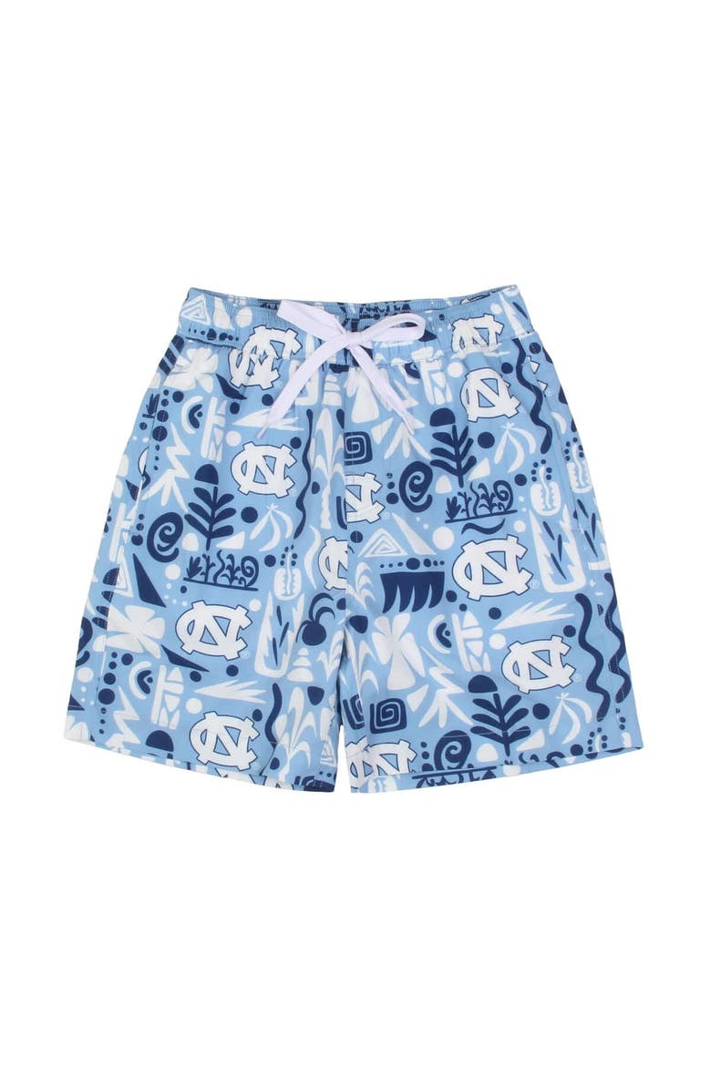Wes & Willy Youth Wes & Willy Carolina Blue North Carolina Tar Heels Allover Print Swim Shorts, Main, color, Light Blue