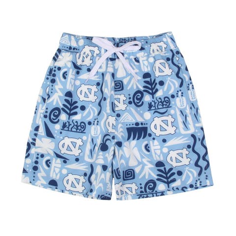 Youth Wes & Willy  Carolina Blue North Carolina Tar Heels Allover Print Swim Shorts