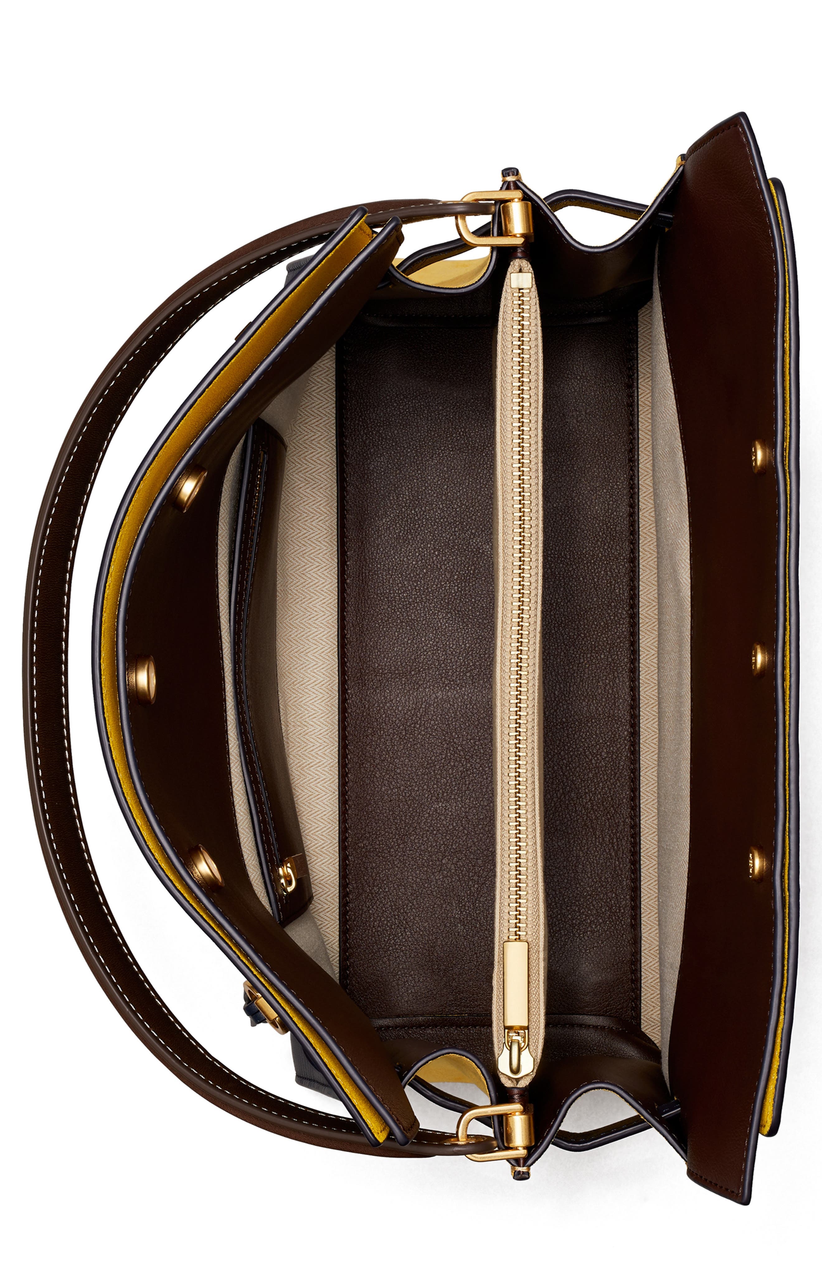 Tory Burch Lee Radziwill Leather Double Bag, Alternate, color, 