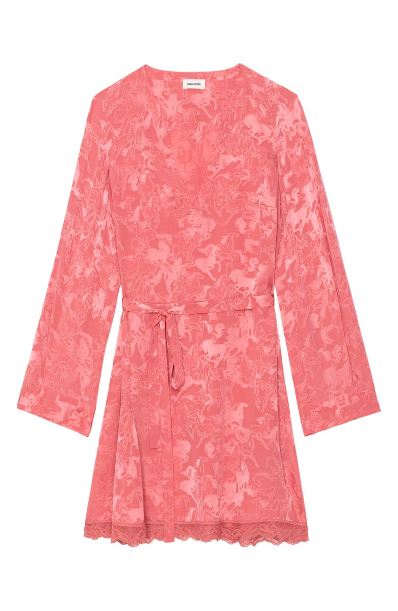 Zadig & Voltaire Ramasco Horse Pattern Jacquard Silk Minidress, Alternate, color, Tea Rose