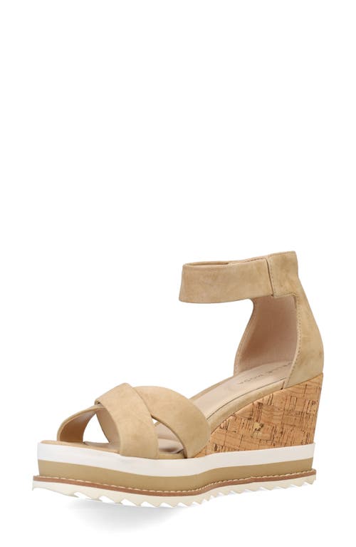 Pelle Moda Women Westyn Wedge Sandal In Latte Kid Suede In Brown