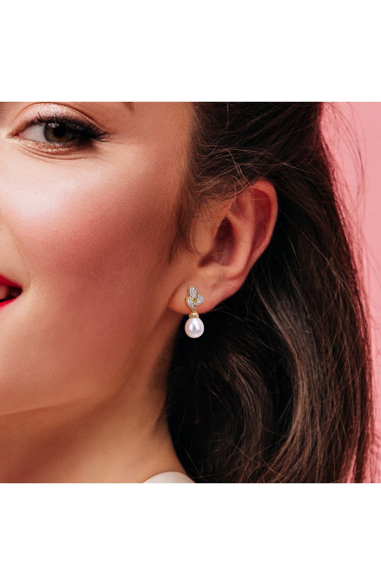 Julianna B. Cultured Pearl & Diamond Floral Drop Earrings 10k, Alternate, color, 