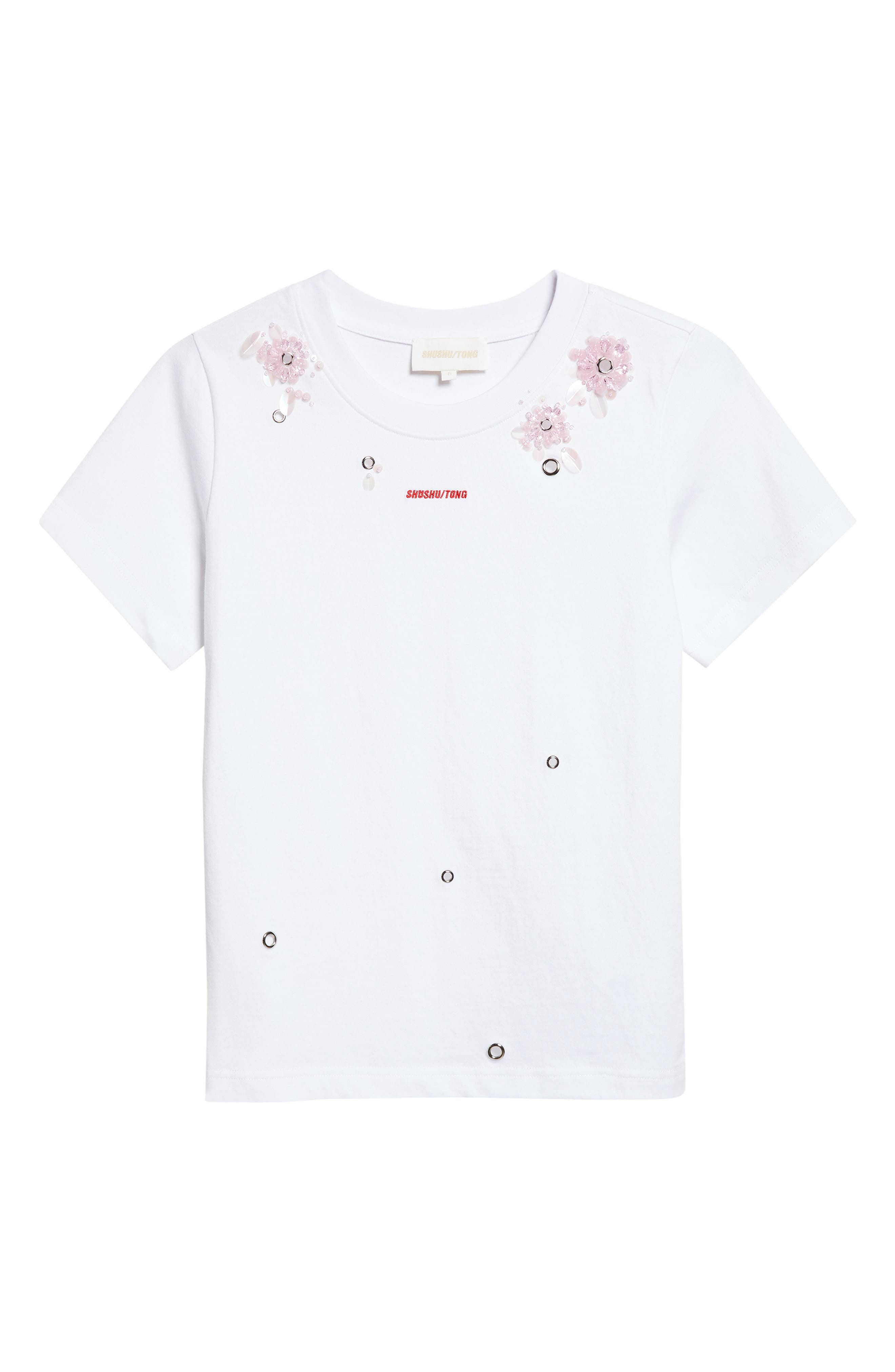 Beaded Floral Grommet Logo T-Shirt - image 2