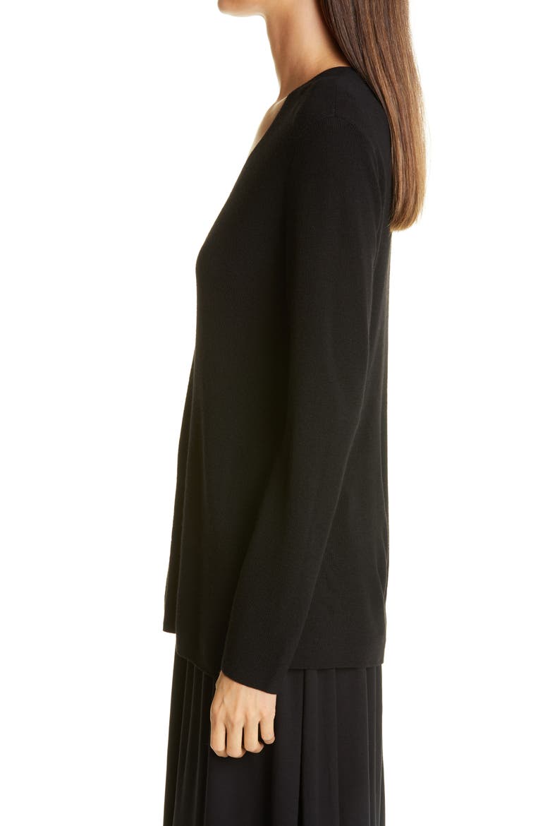V-Neck Silk Tunic Top, Alternate, color, BLACK