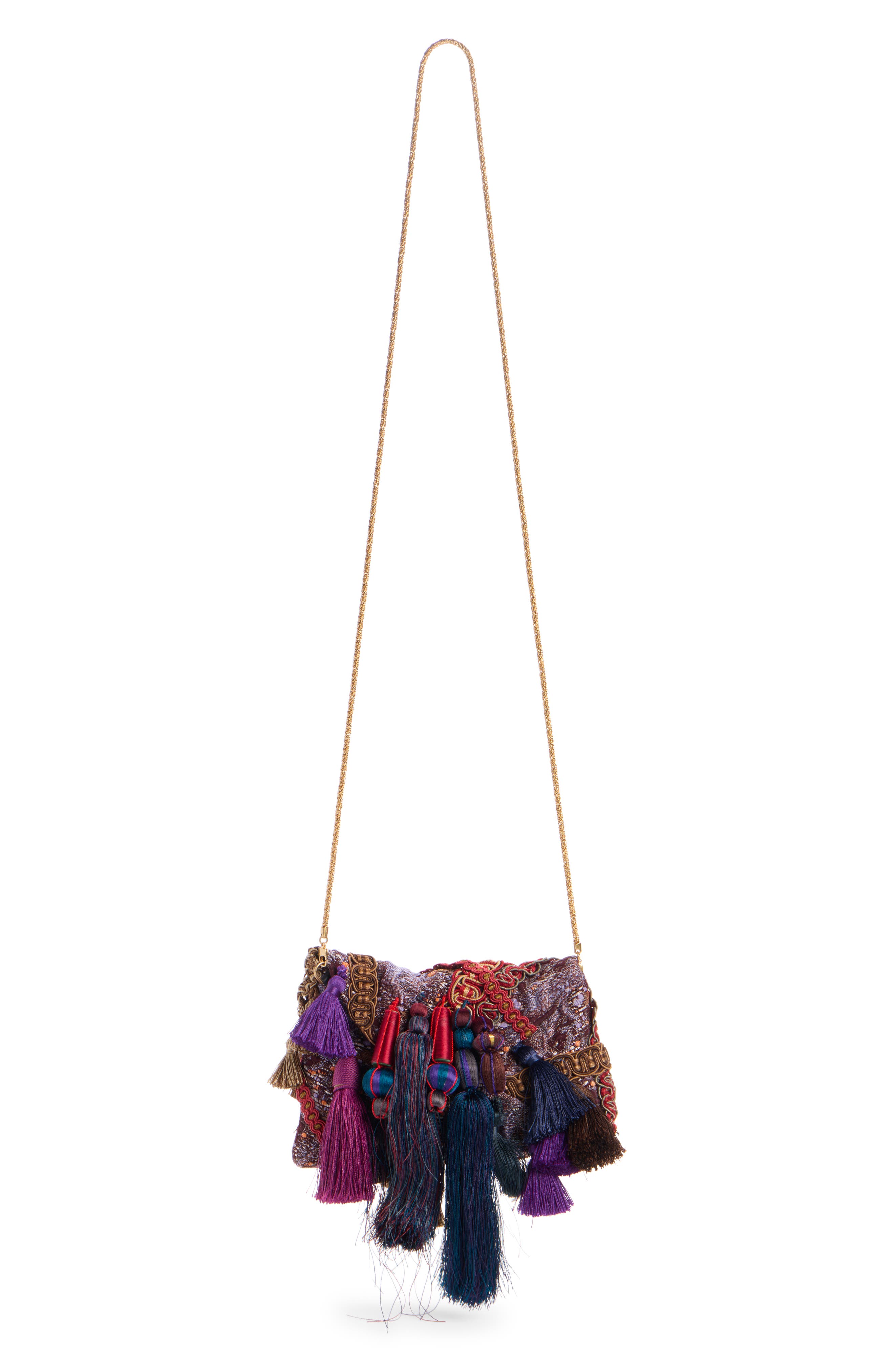 Dries Van Noten Tassel Trimmed Envelope Clutch, Alternate, color, 