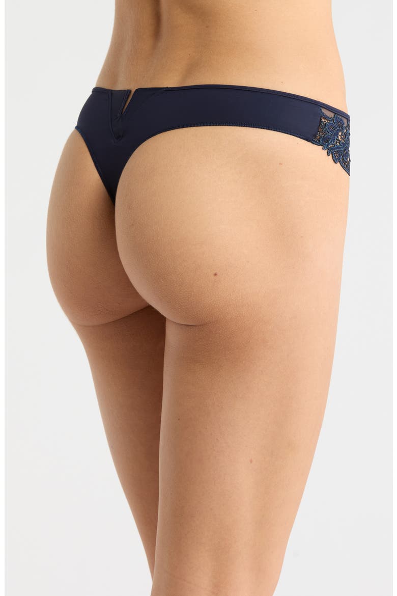 Saga Lace Trim Thong, Alternate, color, SAPHIRE