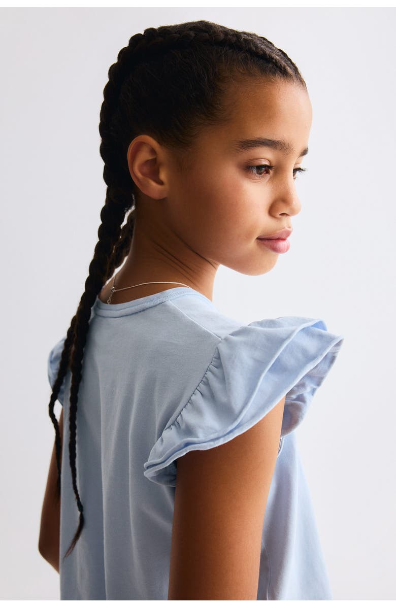 H&M Flutter-sleeved Top, Alternate, color, Light Blue