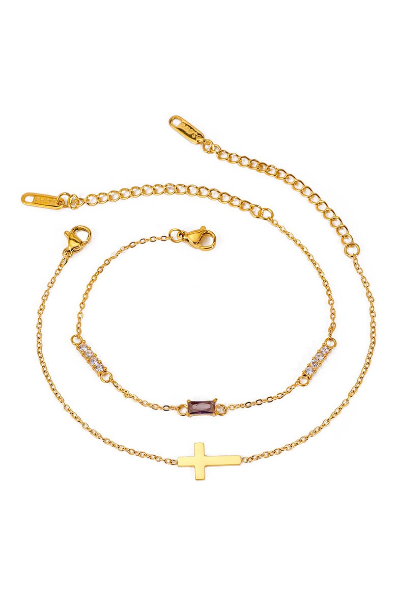 Faith Set of 2 Layering Bracelets, Main, color, GOLD