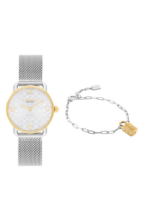 Elliot Mesh Strap Watch & Bracelet Set, 36mm