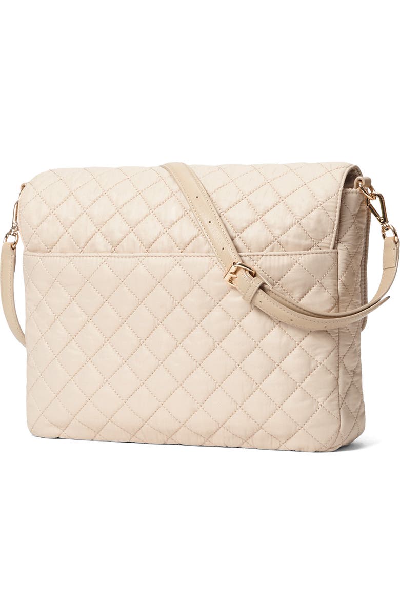 MZ Wallace Large Crosby Lock Quilted Nylon Crossbody Bag, Alternate, color, Buff