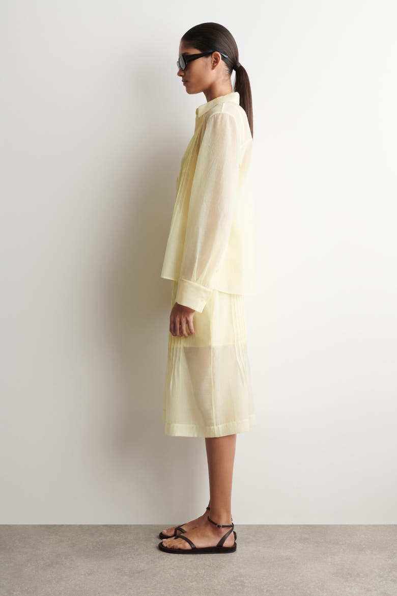 Sheer Pintucked Skirt, Alternate, color, YELLOW