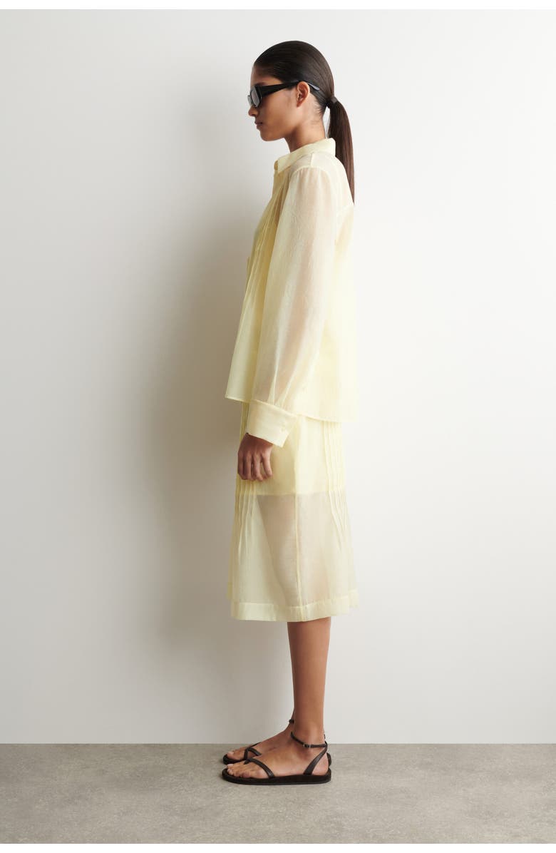 COS Sheer Pintucked Skirt, Alternate, color, Yellow