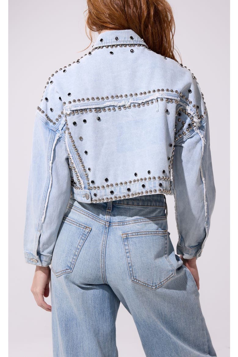 Jazella Embellished Denim Jacket, Alternate, color, DENIM