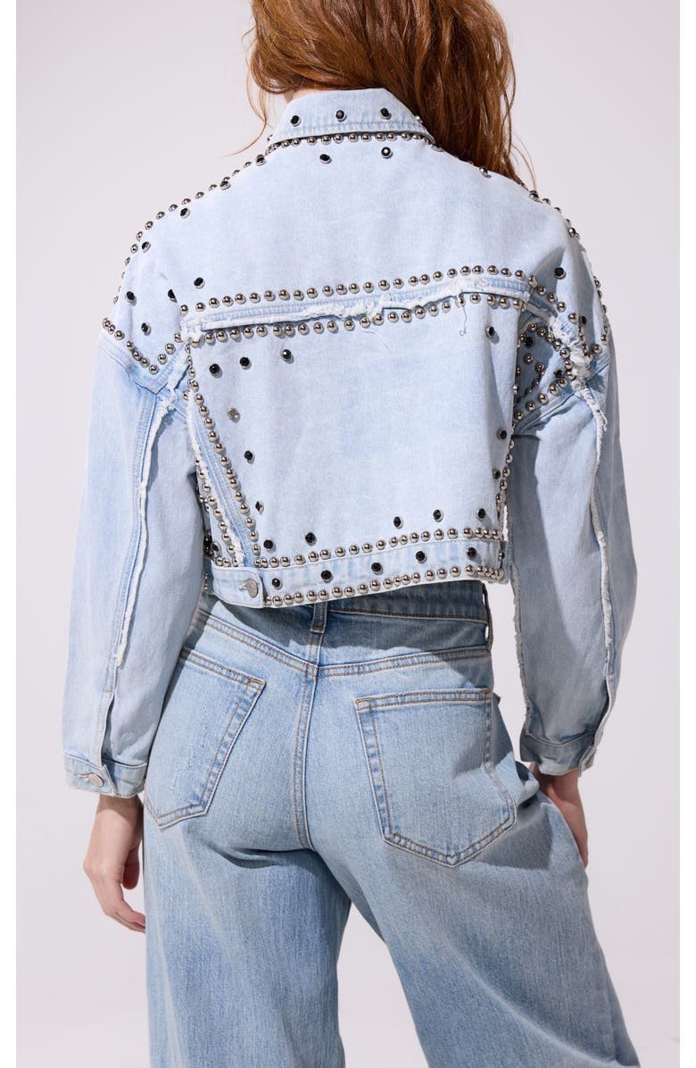 AZALEA WANG Jazella Embellished Denim Jacket, Alternate, color, Denim