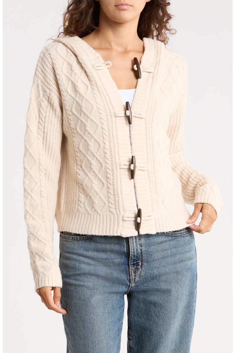 Toggle Front Hooded Cable Cardigan, Main, color, OATMEAL