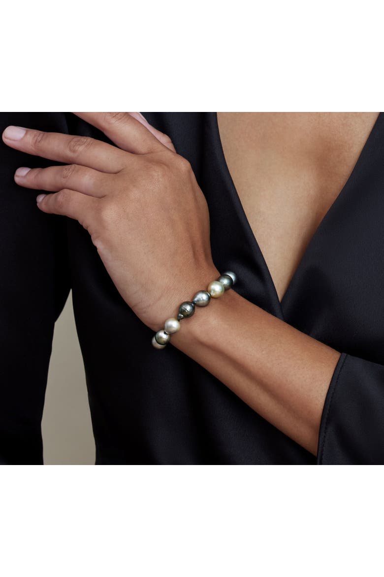 8-9mm Tahitian South Sea Multicolor Drop-Shape Pearl Bracelet - Premier AAAA Quality, Alternate, color, Sterling Silver Clasp