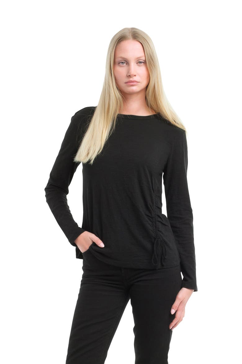Long Sleeve Ruched Side, Alternate, color, Black