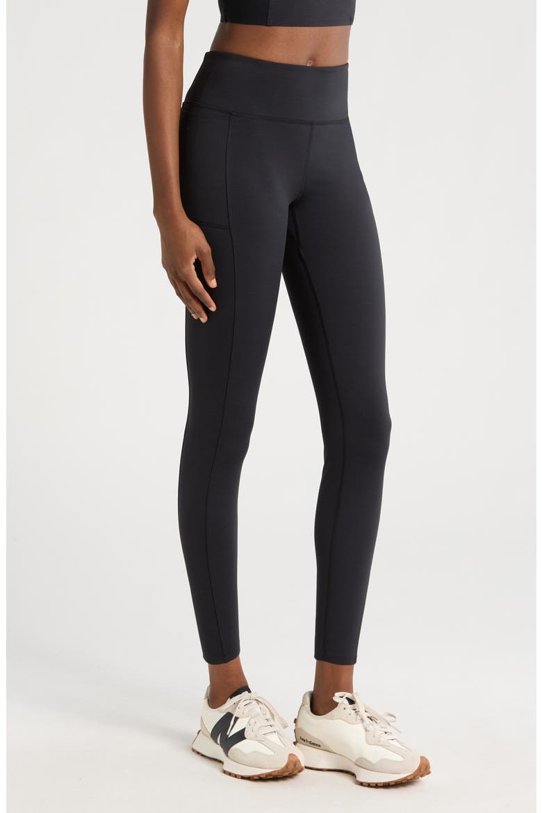 Moveknit Bonded Pocket Leggings, Alternate, color, HEATHER BLACK