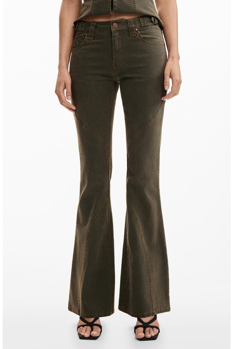 Low Rise Flare Jeans, Main, color, BROWN
