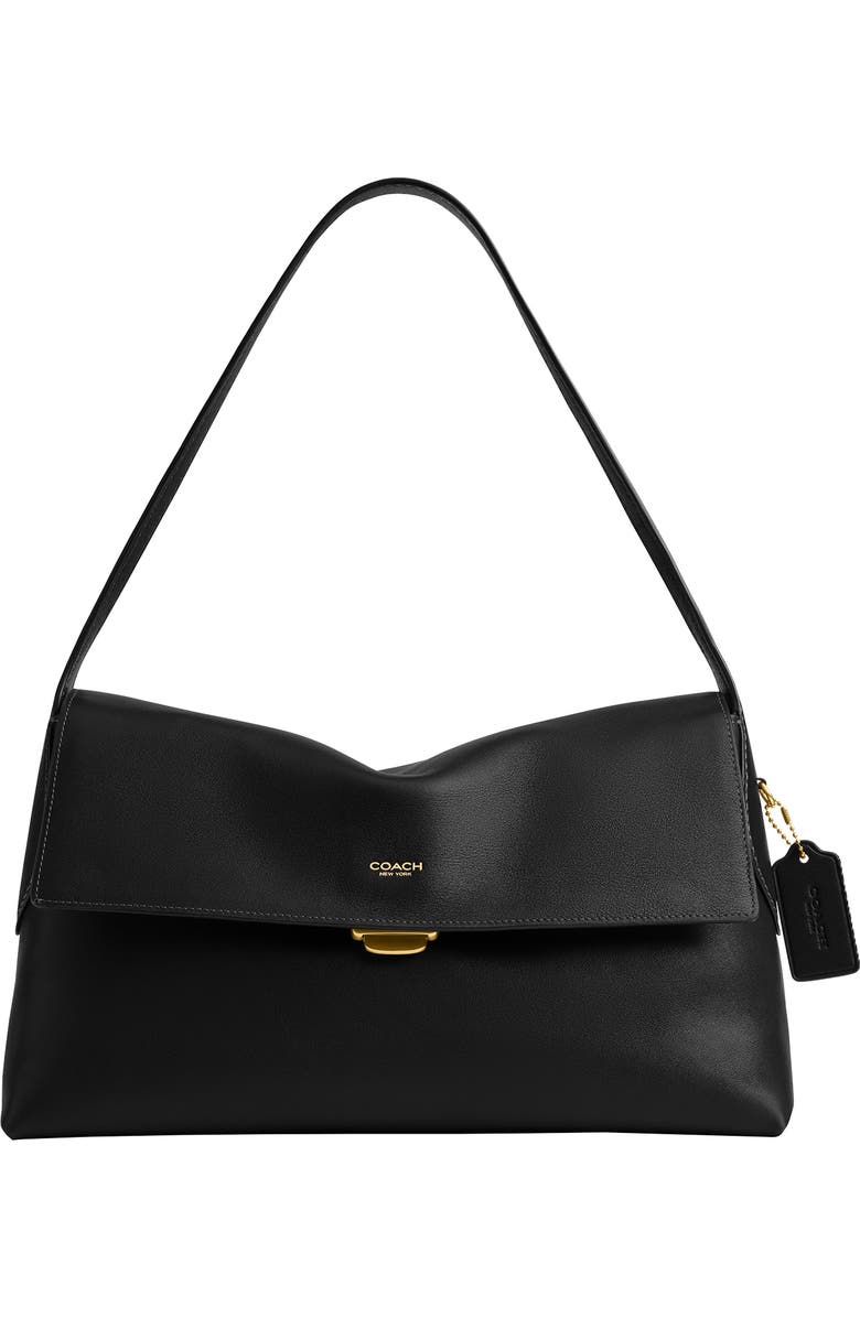 COACH Chelsea 36 Natural Grain Leather Shoulder Bag, Main, color, B4/Black