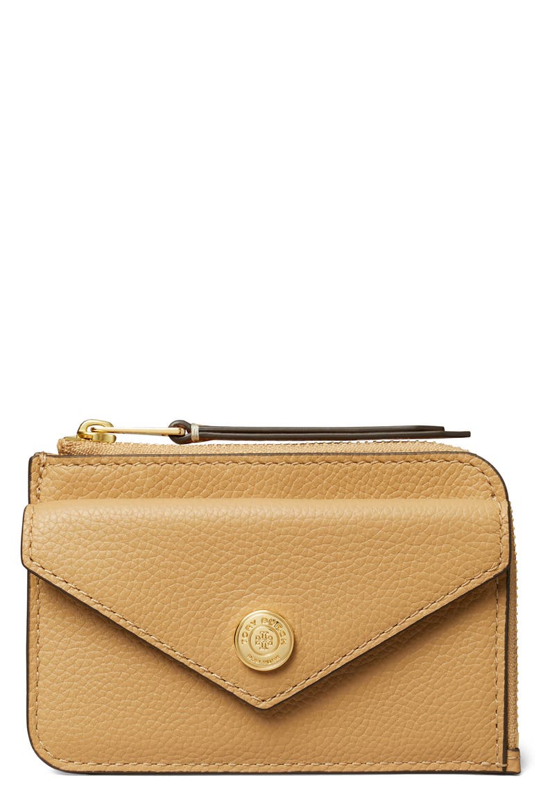 Tory Burch Pebble Leather Envelope Zip Card Case (Women) | Nordstrom