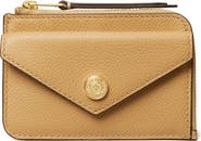 Tory Burch Pebble Leather Envelope Zip Card Case