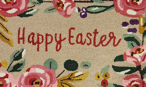R16 Home Happy Easter Doormat In Beige Multi