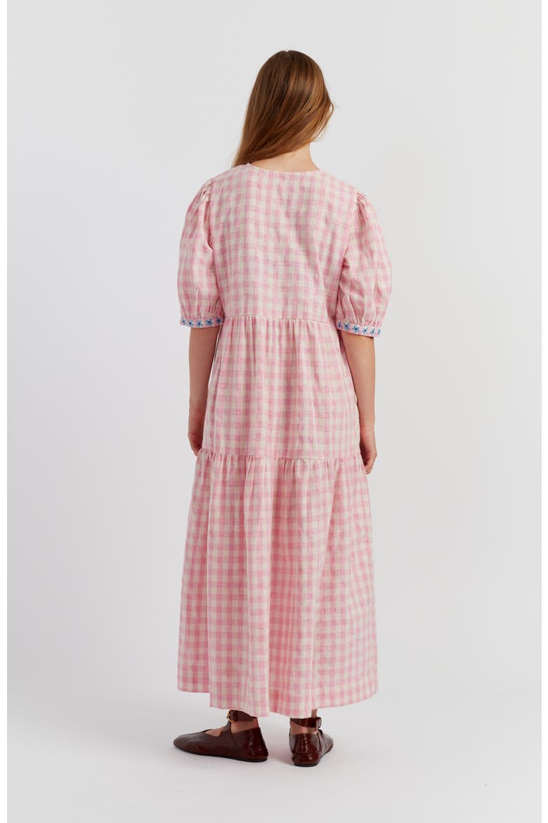 Linen Blend Gingham Day Dress, Alternate, color, Pink Gingham
