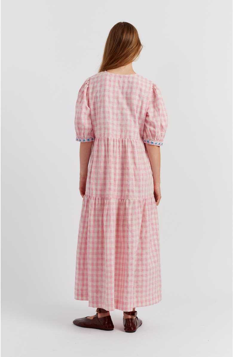 Chinti & Parker Linen Blend Gingham Day Dress, Alternate, color, Pink Gingham