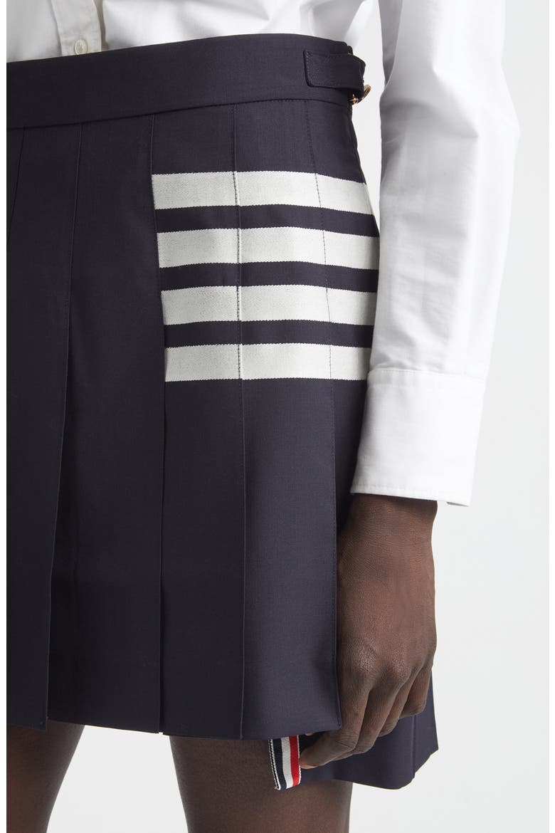 Drop Back Pleated Wool Miniskirt, Alternate, color, NAVY
