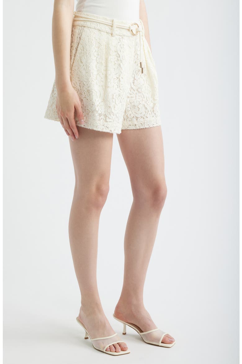 Lori Pleat Lace Shorts, Alternate, color, WHITE